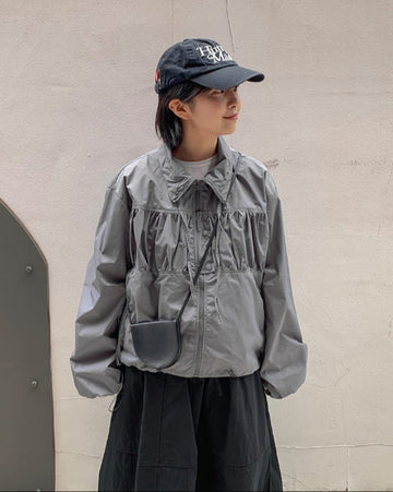 Hedel Shirring Collar Windbreaker Jumper